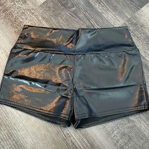 Black leather short shorts, new in bag